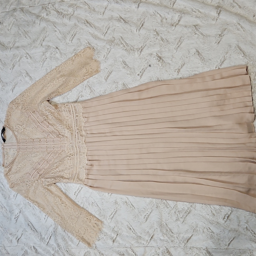 Zara Lace Long Sleeve Dress in Cream